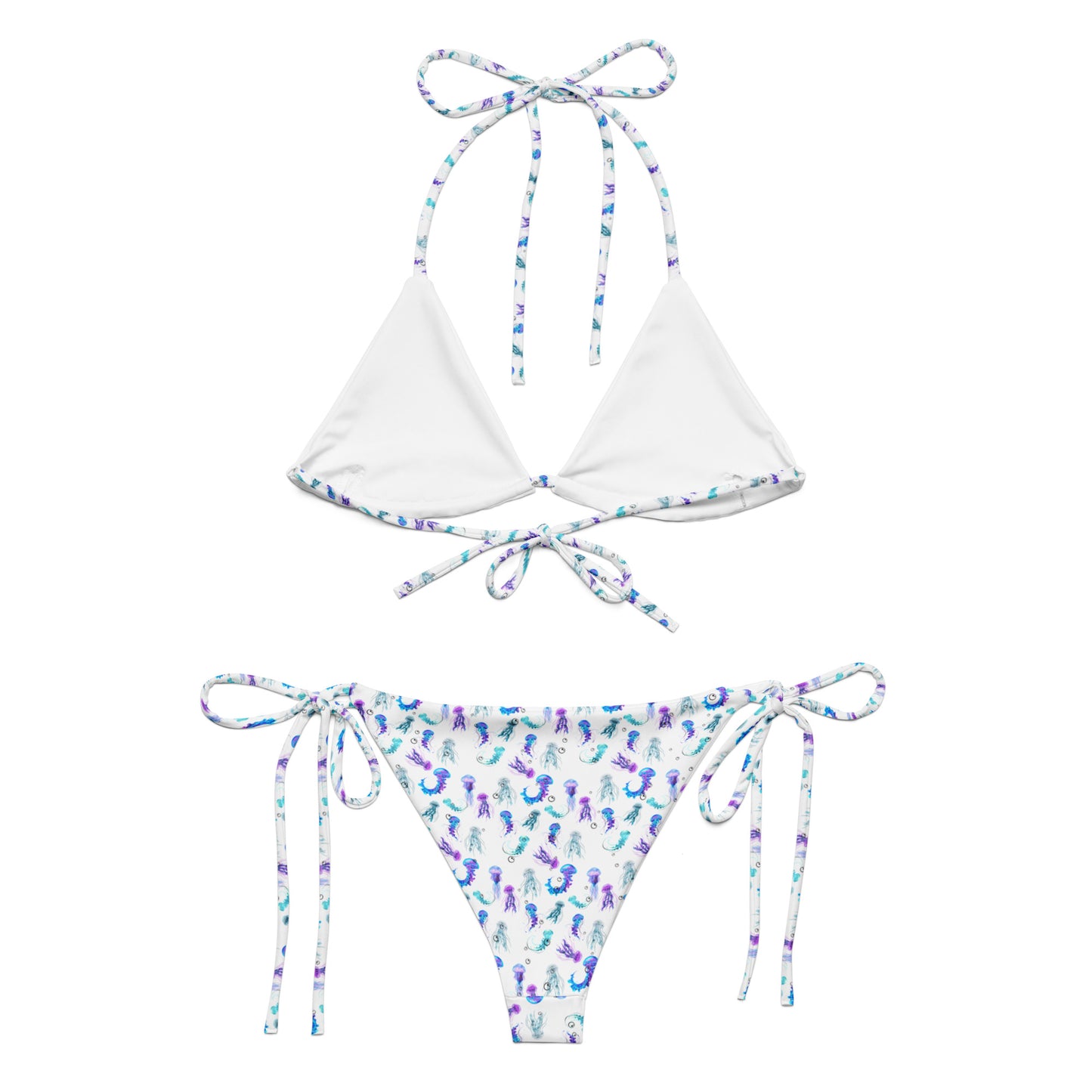 Jellyfish love white recycled string bikini