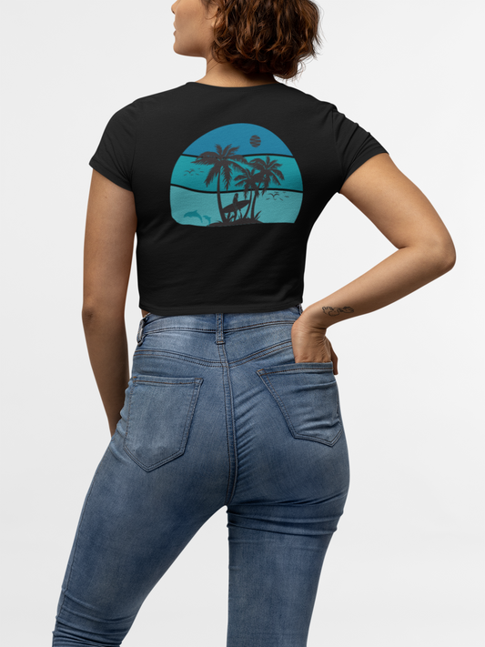 Womens Island back print Crop Tee