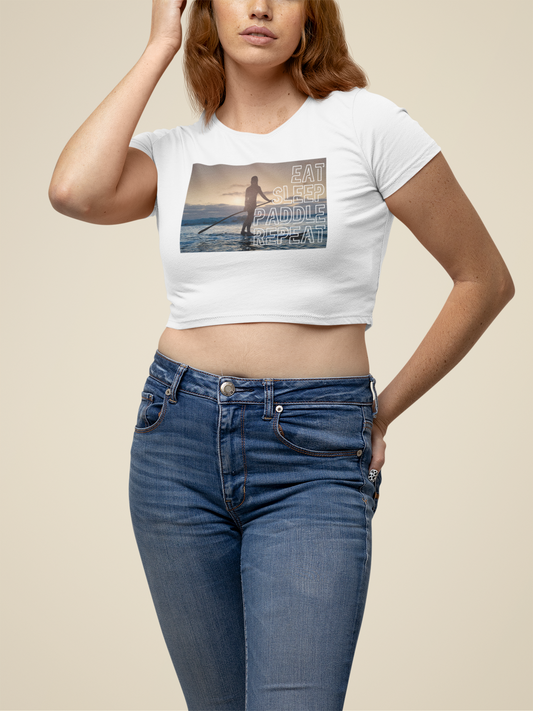 Women’s EAT SLEEP PADDLE REPEAT Crop Tee